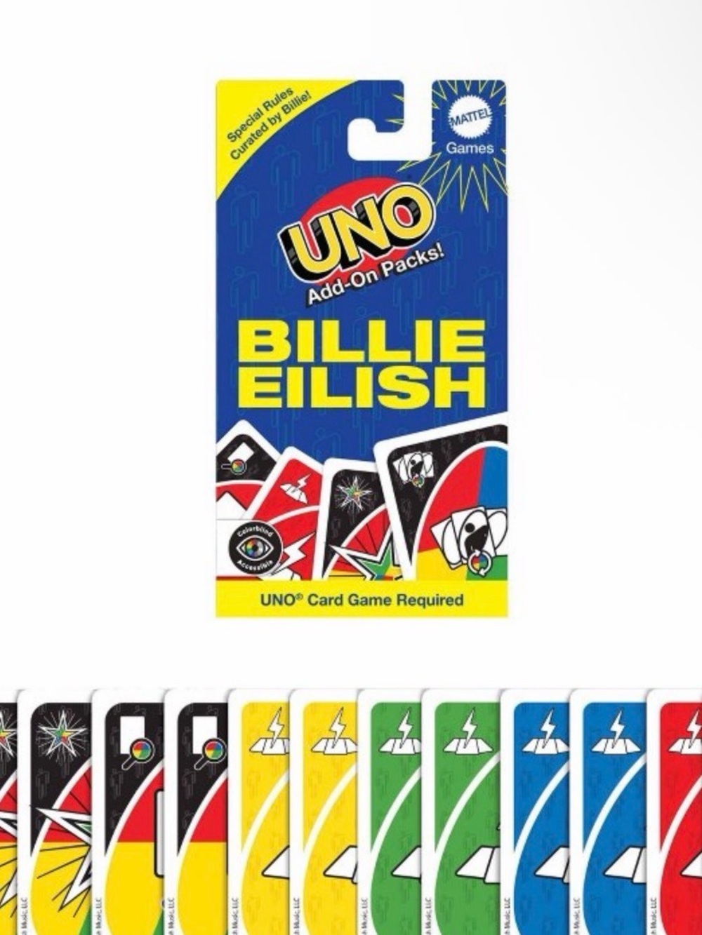 UNO Billie Eilish Add-On Card Pack - Blue & Yellow ( UNO card game required ) - Picture 2 of 5